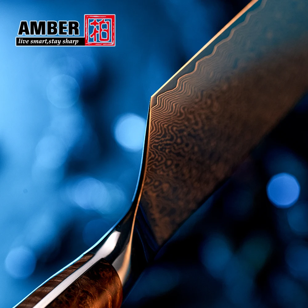 Professional wood handle 67 layers damascus steel knives Santoku Chef Knife with resin handle