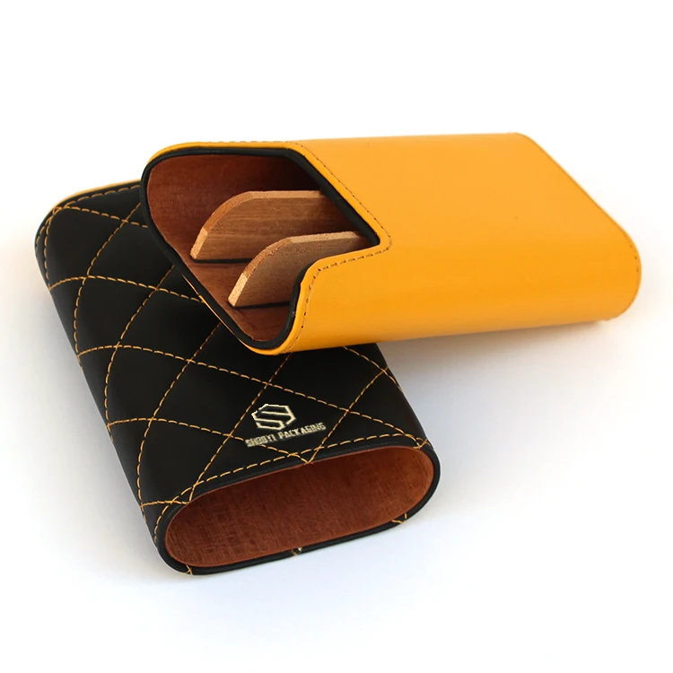 cigar humidor spanish cedar wooden genuine leather cigar portfolio cover leather bag