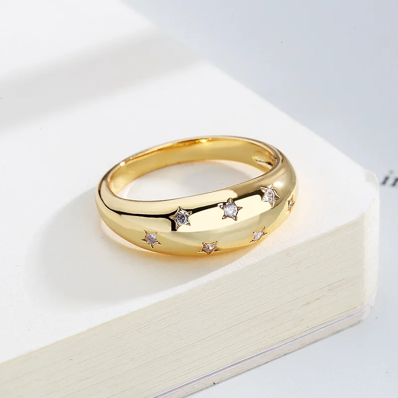 2023 Best Seller 18K Gold Plated Star Shiny Dome Ring stainless steel irregular star rings