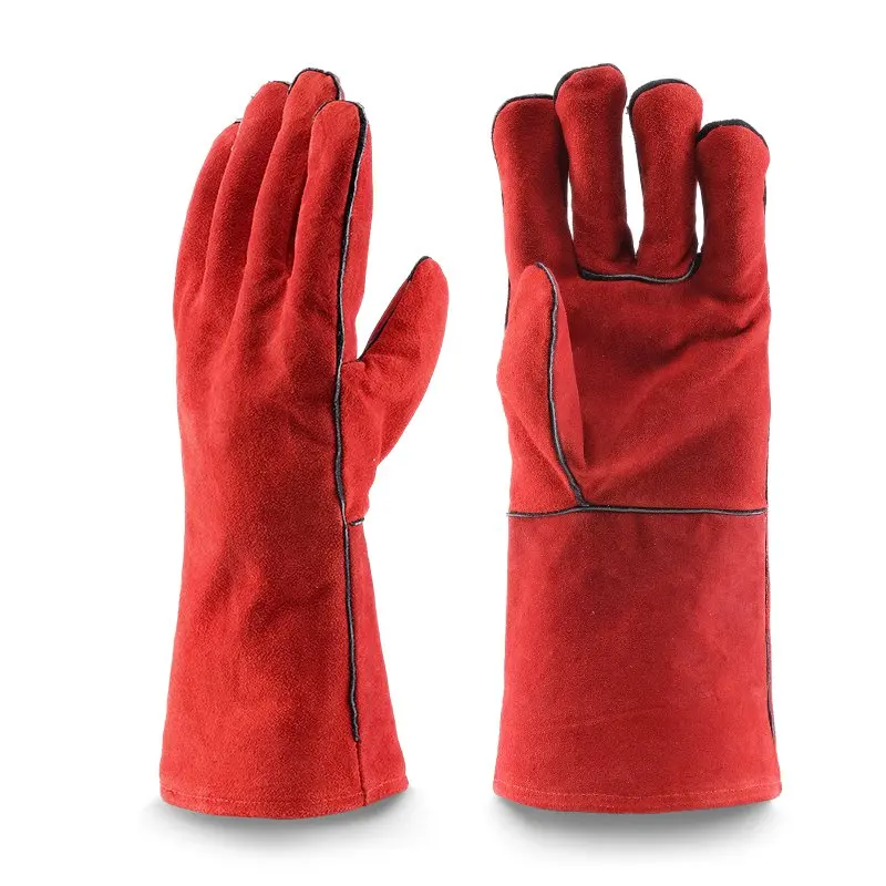 Men tig Cow Split canvas rigger industrial construction heat resistant safety Work Gloves Cowhide Leather Welding Gloves