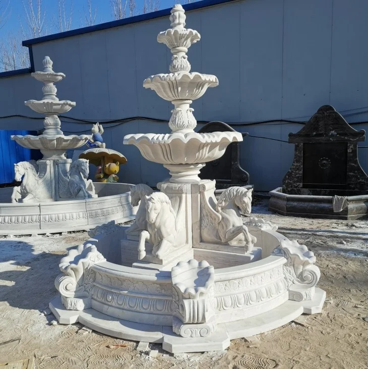 large outdoor garden white marble stone 3 tier water bowl fountains prices