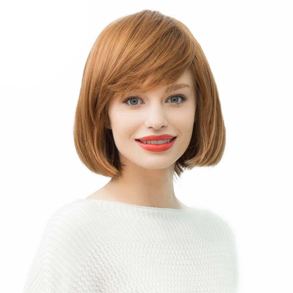 BVR Hot Sale 11 Inch Brown Color Human And Synthetic Fiber Short Bob Hair Wigs