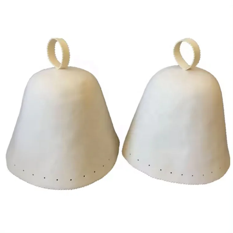 Custom wholesale high quality White seamless 100% merino wool felt cap for Russian Banya Sauna