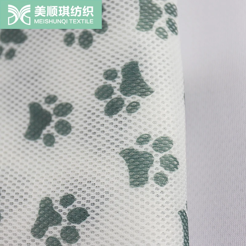 Cute cat paw print Factory supply 100% polyester material sandwich air mesh fabric and knitteded fabric