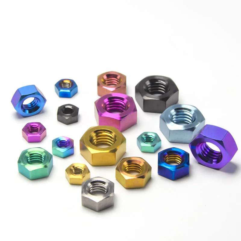 TITST M4 M5 M6 M8 M10 M12 M14 Titanium Flange Nuts Din6923 Ti6Al4V Alloy For Bicycle Bike Motorcycle Car Rear Axle Spacer Nut