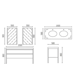 New Design Golden Metal Floor Standing Bathroom Mirror Vanity Storage Cabinet With Single Sink
