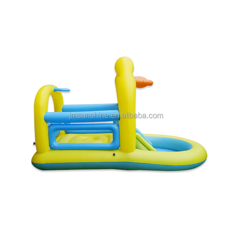 Vinyl yellow duck play house children inflatable pool ring toss game large kid inflatable pool with slide for indoor&outdoor
