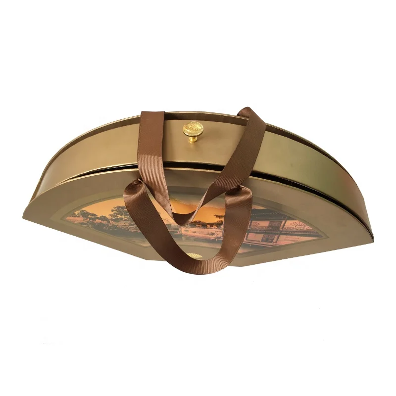 
Chinese Style Portable Fan Shaped Paper Custom Pastry Packaging Box 