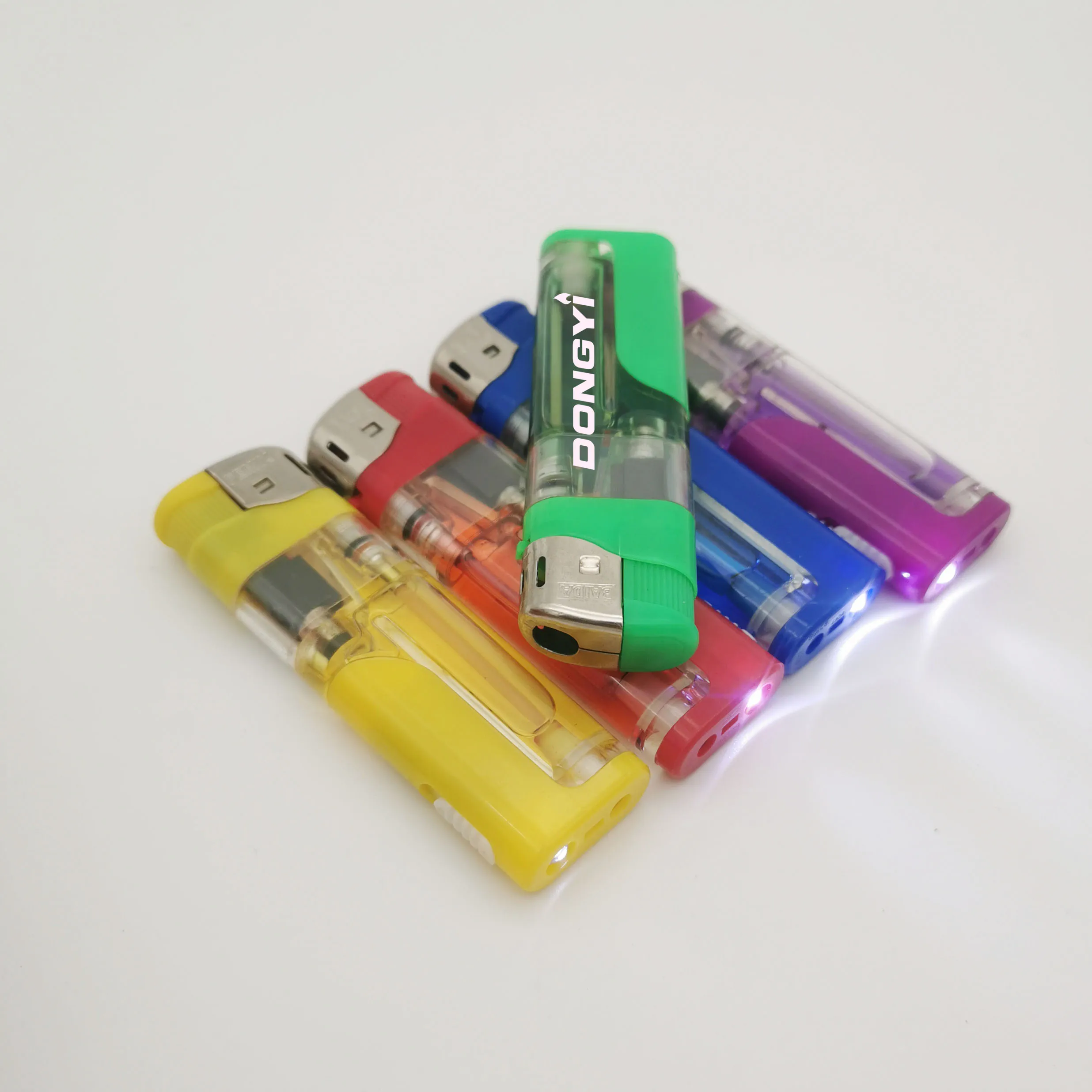 Best Selling Supplies Colored 5 Colors Assorted High Led Lighters With Color Gas Baida