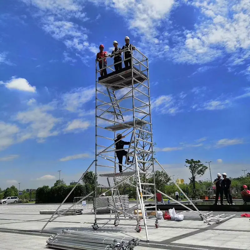 Complete system 6m 12m mobile scaffold tower ladder aluminium rolling scaffolding construction price bricky wall building tool