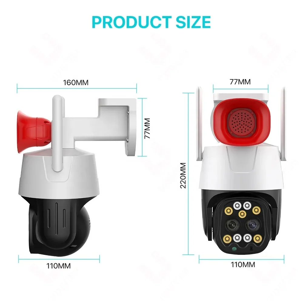 2.8mm-8mm Wide Angle 10X PTZ IP Camera Wifi/4G Sim Card 8MP Audio CCTV Surveillance Smart Home Camera Colorful Night Waterproof