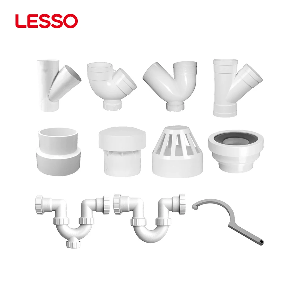 LESSO PVC-U Drainage pvc sanitary pipes fittings upvc bottle saddle Reducing Sanitary Tee