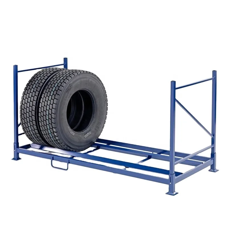 Customized stackable and foldable heavy truck spare storage tire racking