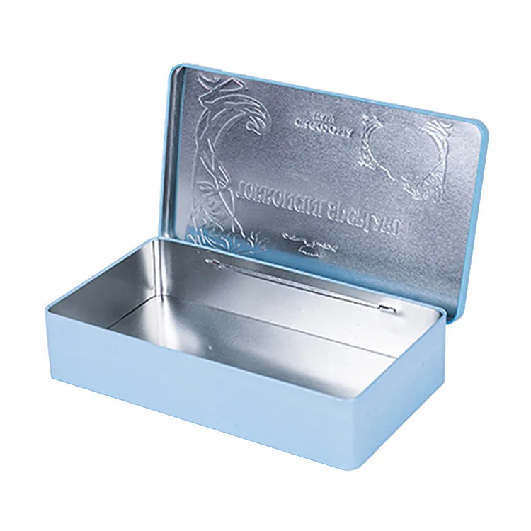 Custom Rectangular Cookie Metal Tin  With Hinged Tin Box