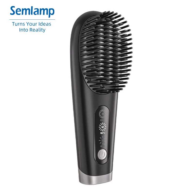 Hot Sale Portable USB Rechargeable Hot Comb 2 in 1 Negative Ion Wireless Cordless Hair Brush Hot Hair Straightener Comb