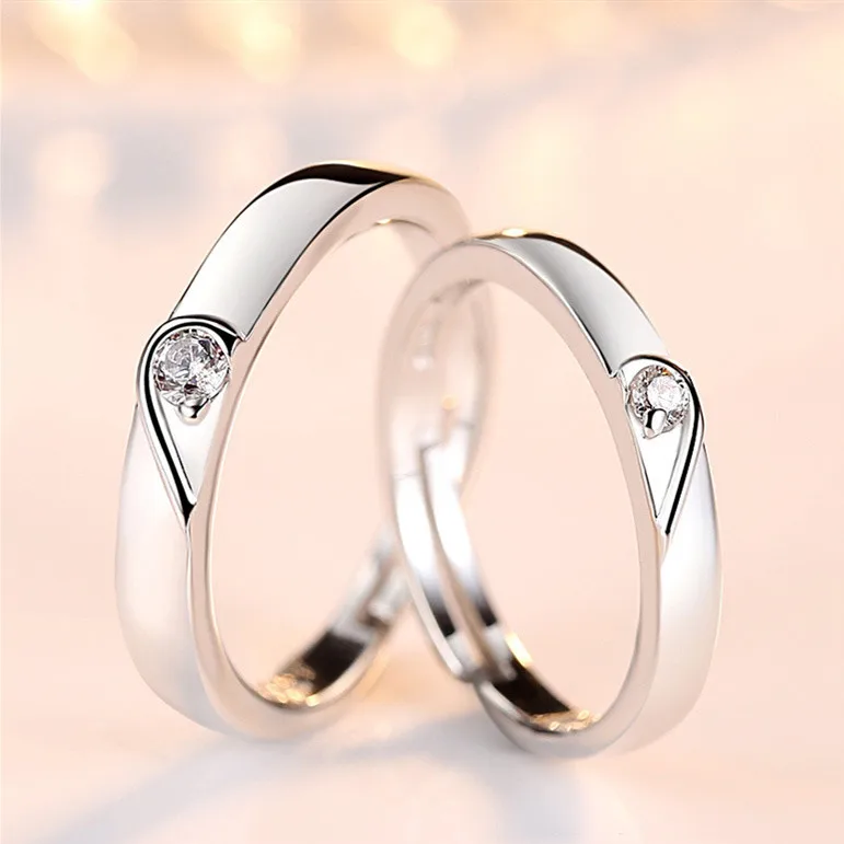 S925 sterling silver forever wedding ring knot concentric couple ring opening adjustable ring