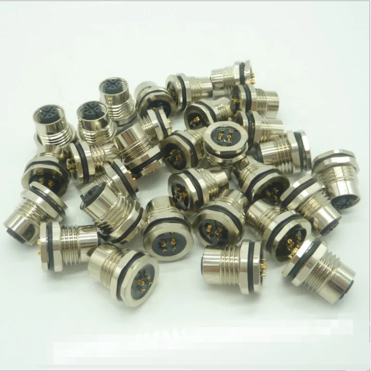 Waterproof M8 3 4 5 6 8 Pin Male Sensor Connector Front Panel Mount Straight Solder Type