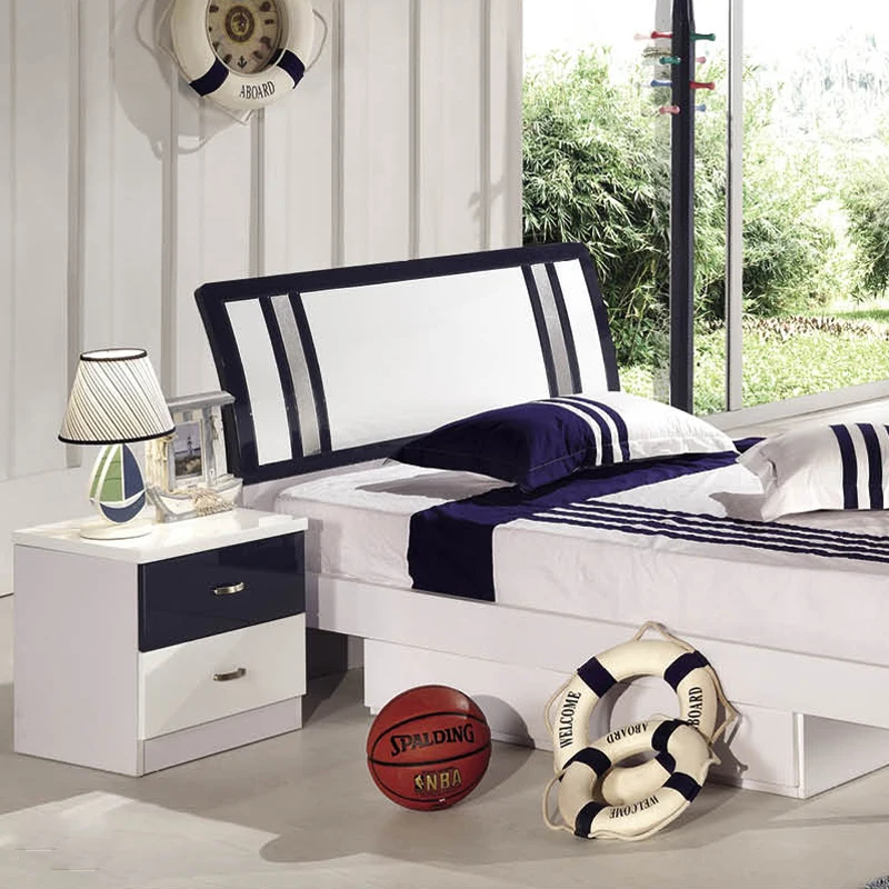 Custom double bedroom furniture kids children bed set with study table and wardrobe