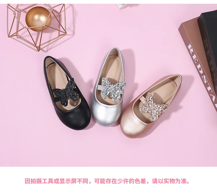
2020 fashion casual Children princess butterfly knot Single shoe flat black casual shoes for girls 