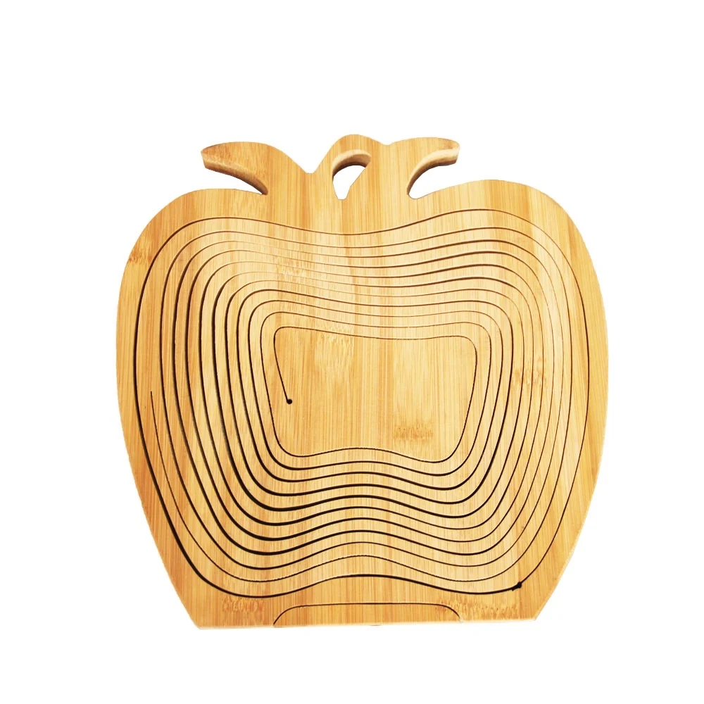 Homemade Popular Empty Folding Bamboo Wooden Candy & Fruit Basket