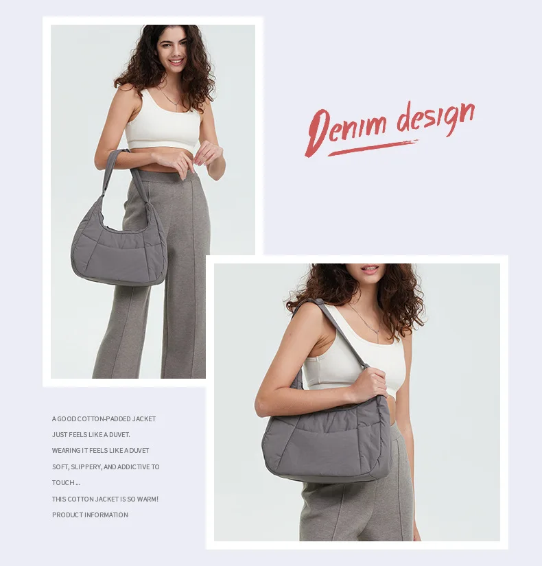 New nylon armpit bag for women simple dumpling handbag niche lightweight shoulder bag with Adjustable Strap