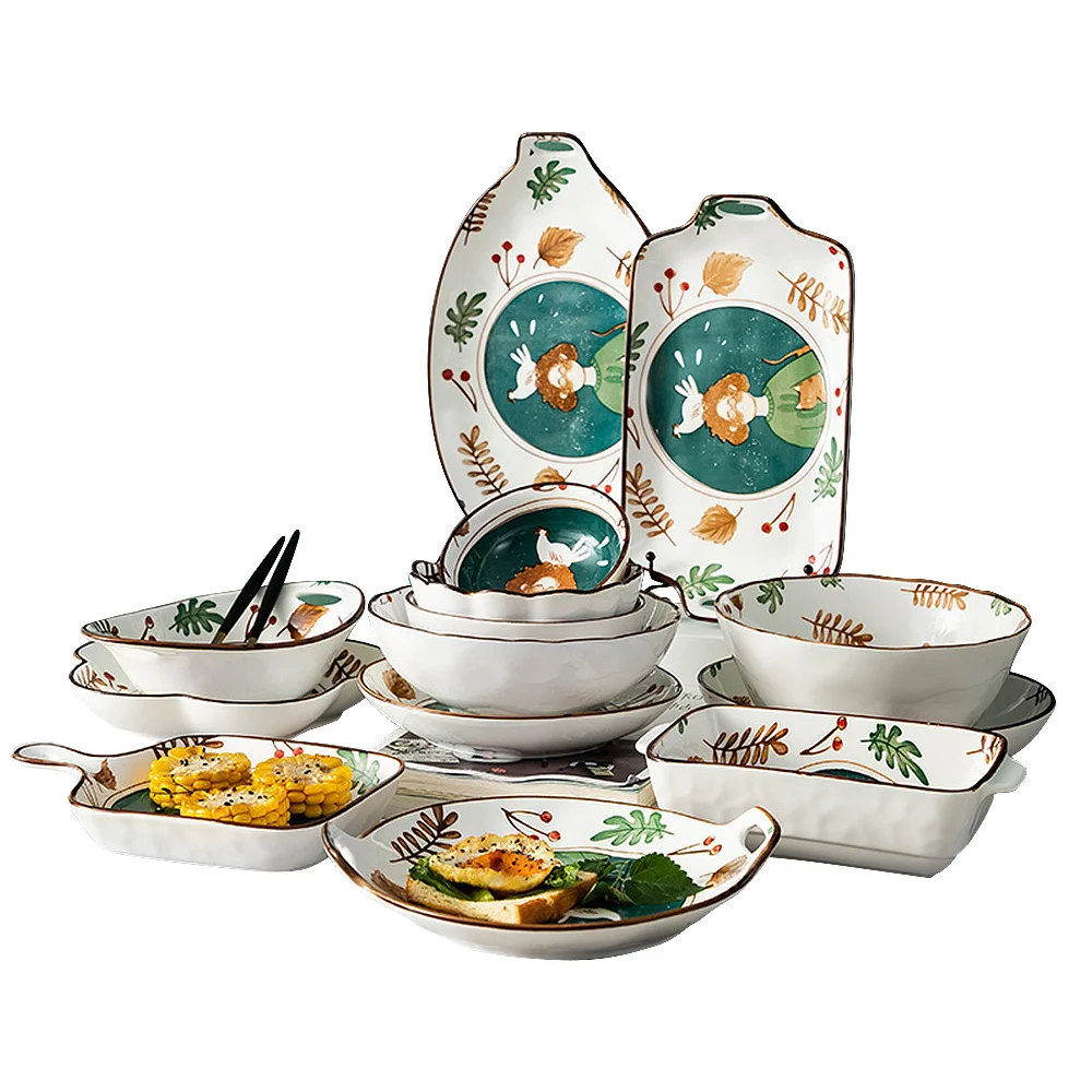 Wholesale kitchenware plates and bowls ceramic tableware set