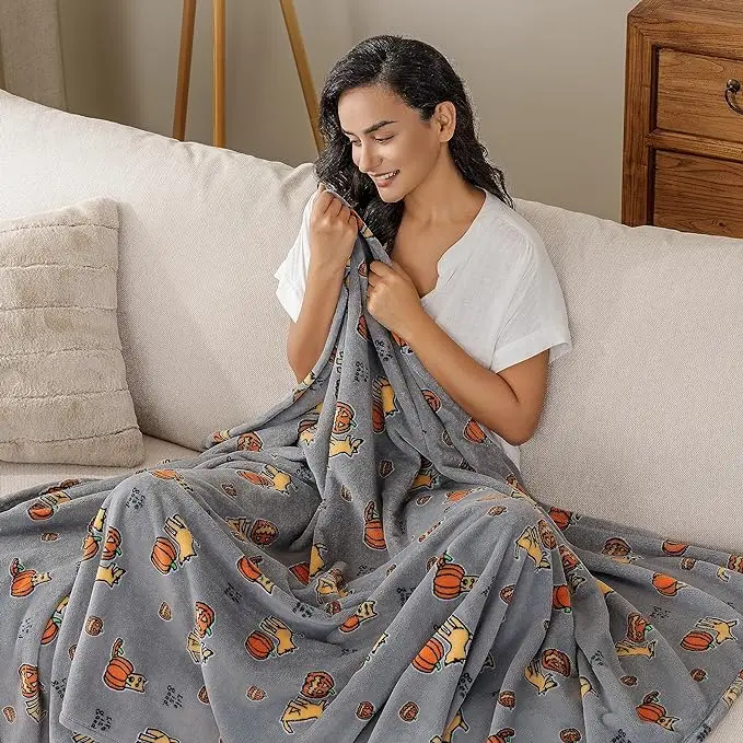 Eco-Friendly Luxury Printed Flannel Kids Blanket Soft Comfortable Printed Flannel Fleece Warm Adult Blanket 50*60 Blanket