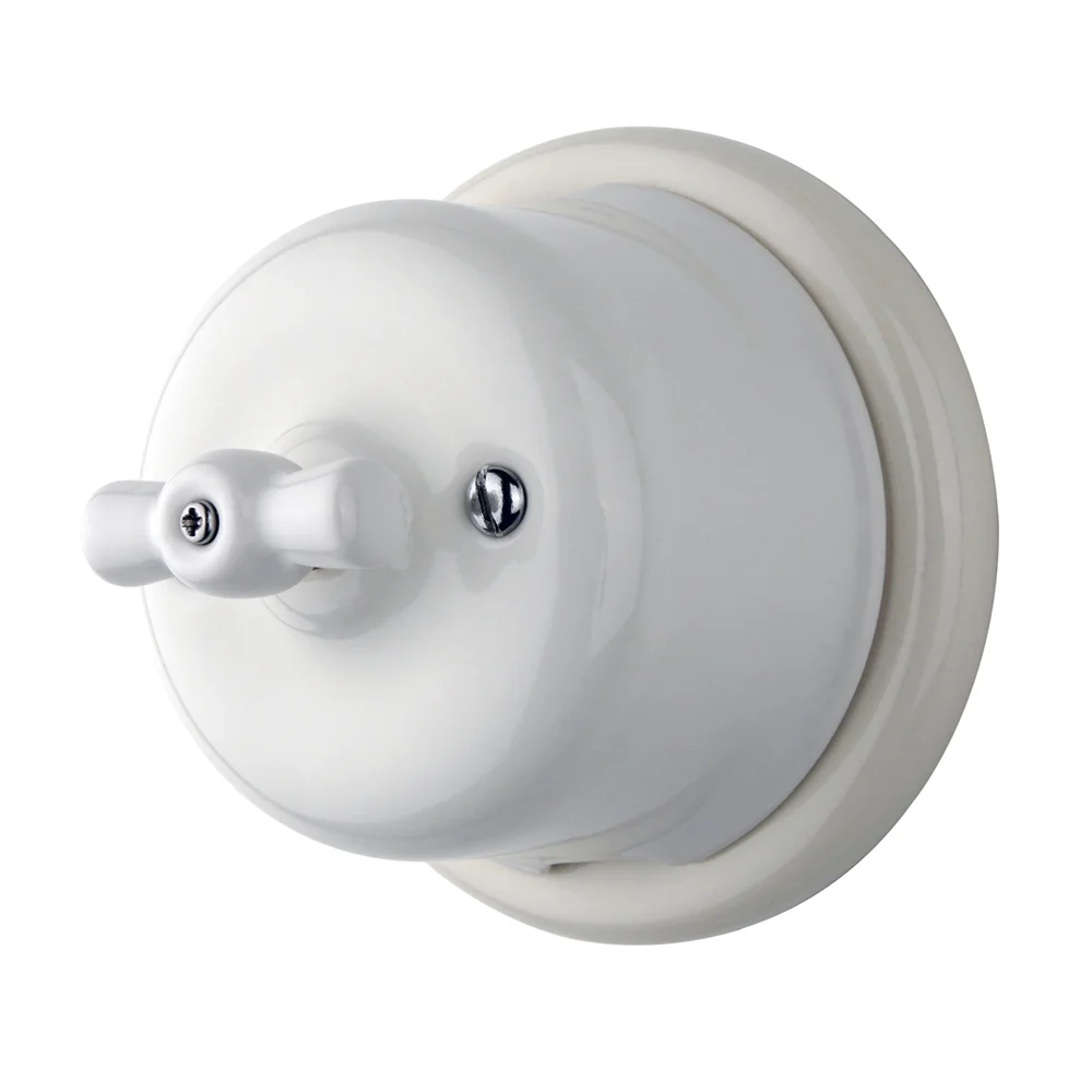 Single Two Way Porcelain Vintage Surface Mounted Rotary Light Electric Wall Switch Made in China Keruida