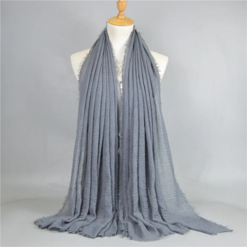 
New type fashion style fantastic admirable plain color wholesale crinkle cotton hijab 