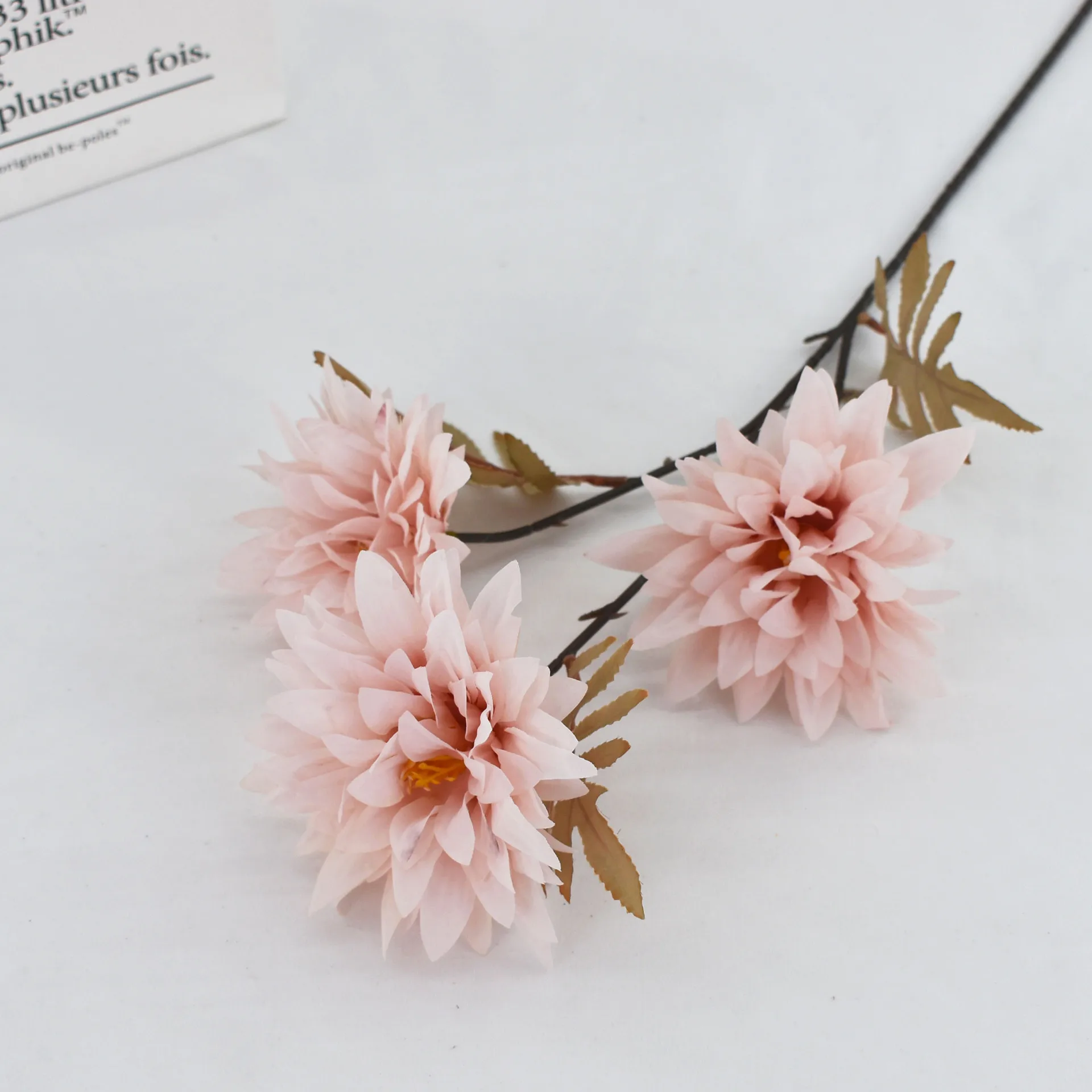 China wholesale 3 Heads Dahlia Chrysanthemum silk Artificial Flower for funeral wreaths