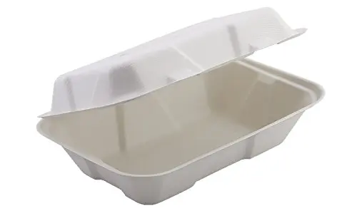 
Non Slip Textured Sugarcane Bagasse Biodegradable Compostable Clamshell Take-Out Box To-Go Container Hinged Container 