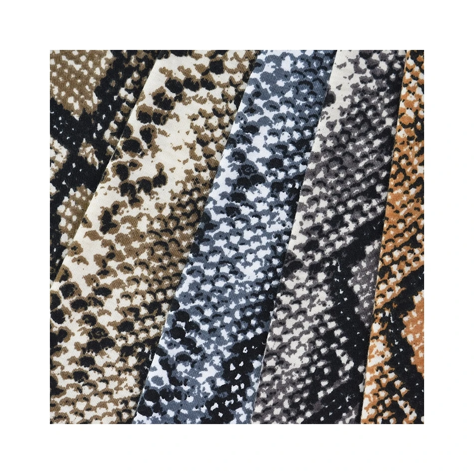 94%Polyester 6%Spandex Fancy Snake Pattern Digital Printed Knit Polyester Stretch Knitted Fabric for Skirts