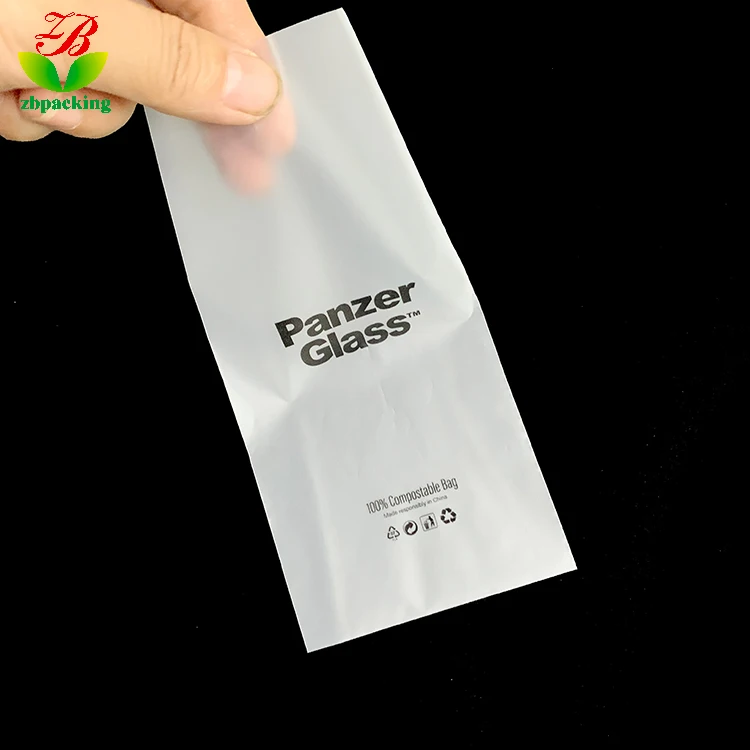 Custom printed heat-sealable PLA+PBAT compostable biodegradable plastic frosted packing bag