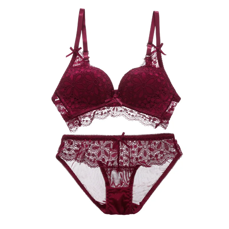 Hot Sale Popular INS Womens Embroidery Bras and Panties set Lace Bra Set