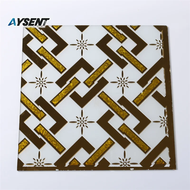 3mm 4mm 5mm Acid Etched Golden Titanium Glass Door Deep Acid Etched Decorative Glass for Building