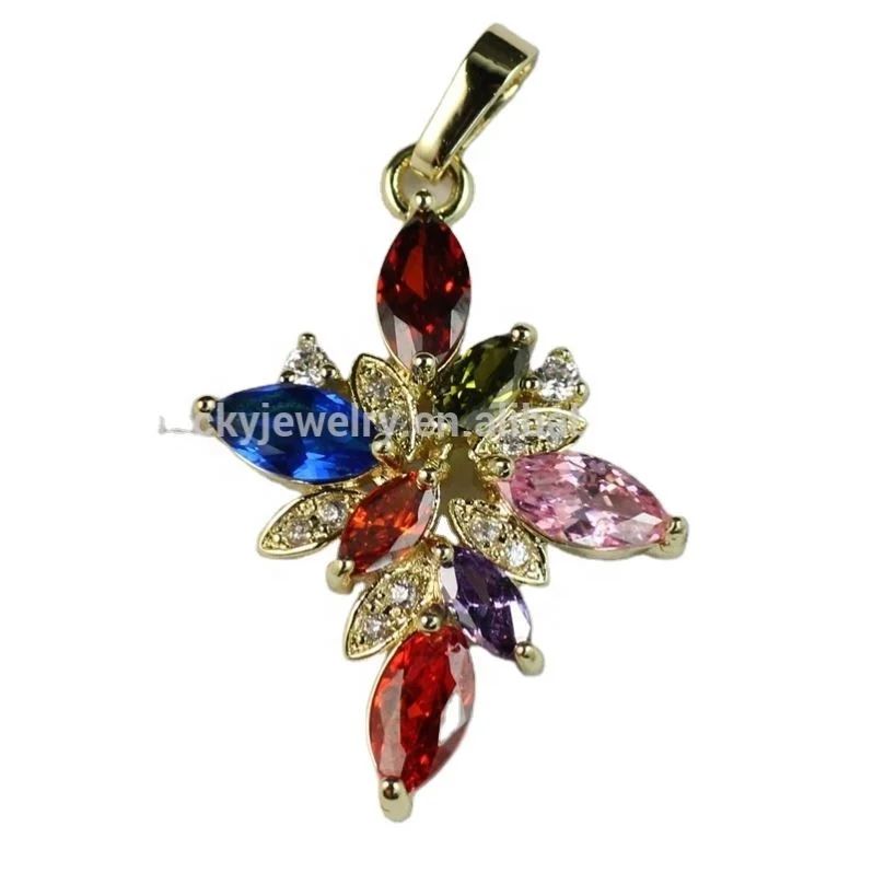 Модная Подвеска для женщин и девушек с натуральными камнями из прозрачного циркония, латунь, золотой тон, оптовая продажа