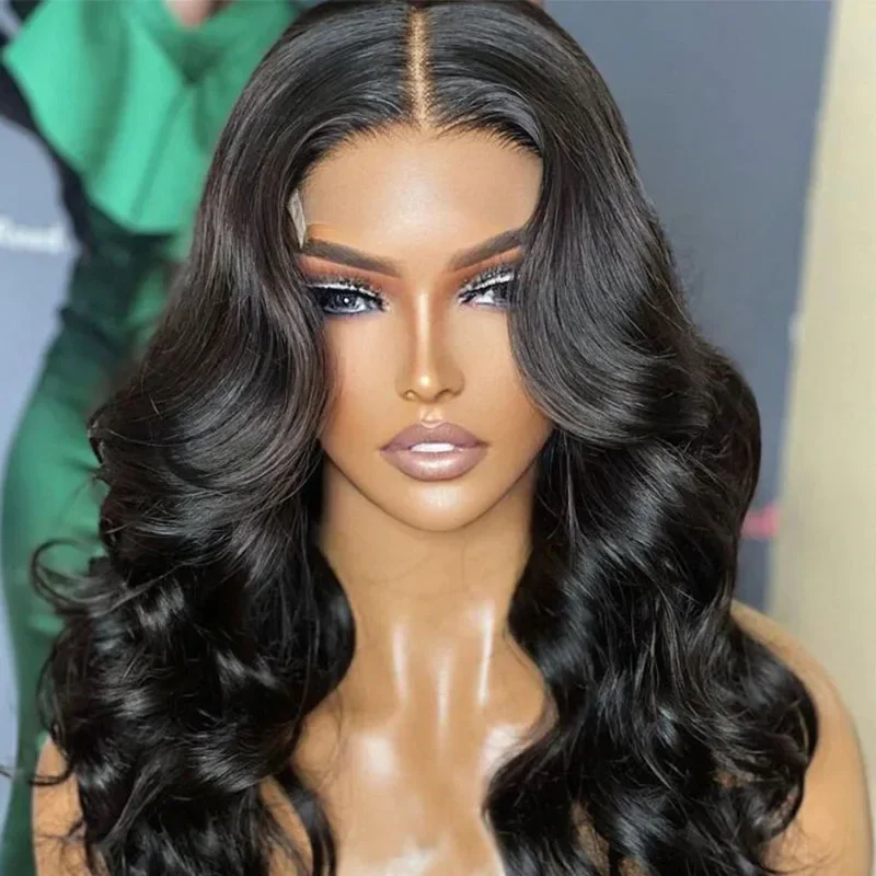 Nobel 13X4 Body Wave Frontal Wig Glueless Pre-plucked Lace Wigs Transparent Lace Front Human Hair Wigs for Women Brazilian Remy