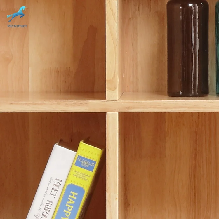 Wholesale japanese style easy assembling study room furniture log color solid wood bookshelf