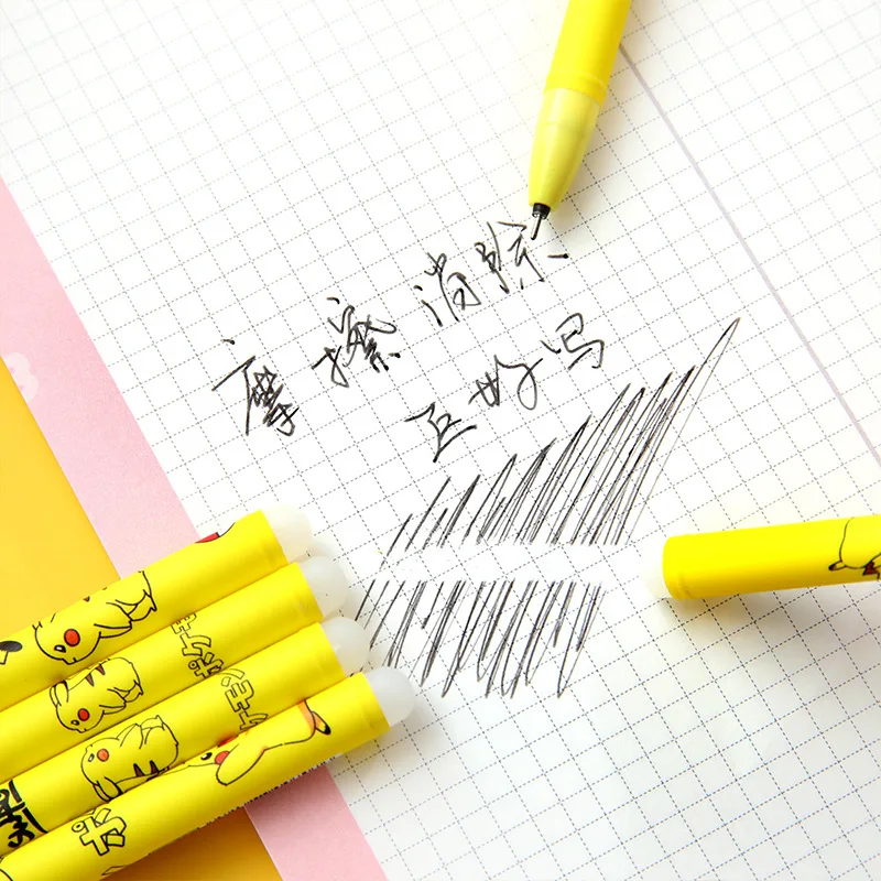 Wholesale Hot Sale Cute Creative Pikachu Style Neutral Straight Rod Stick Fancy Heat Ink Erasable Pen for Kids