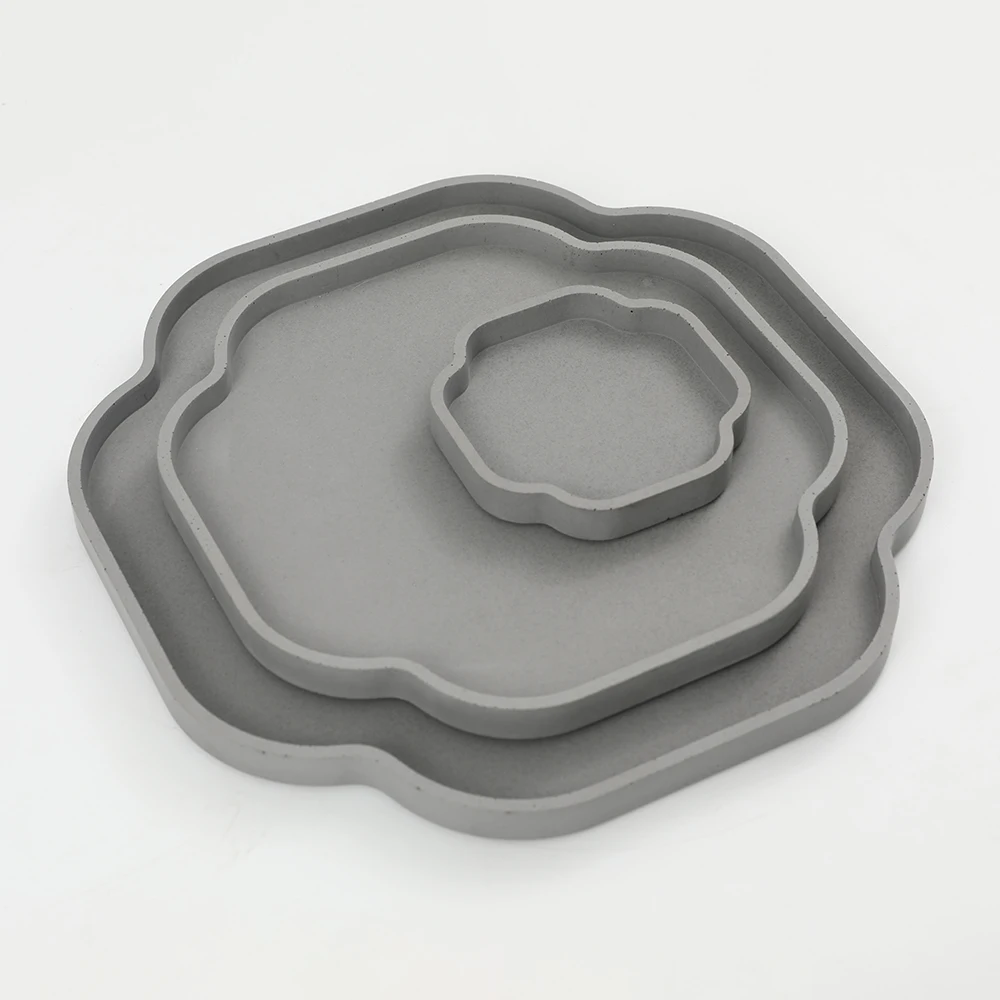 2022 High Quality Luxury Jewelry Dry Fruit Coffee Custom Logo Concrete Tray Serving Storage Decorative Home Decor