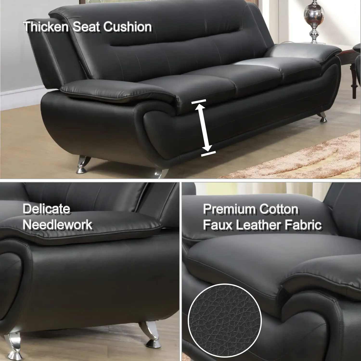 CY Factory Direct Sale PU Leather Couch Living Room Sofa Set Sofa Furniture with massage heated and holder