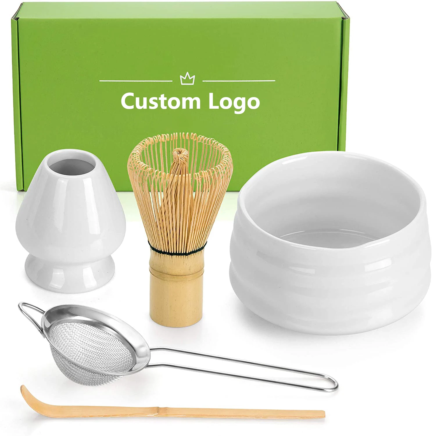 Tiitee Custom Handmade Matcha Ceremony Kit With Matcha Whisk Traditional Bamboo Chasen Scoop Ceramic Holder Matcha Bowl Set