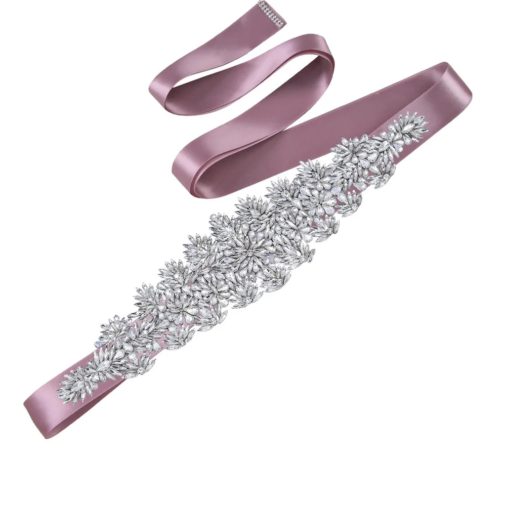 Genya Rose Gold Rhinestones Ladies Prom Evening Dress Accessories Wedding Rhinestone Girdle