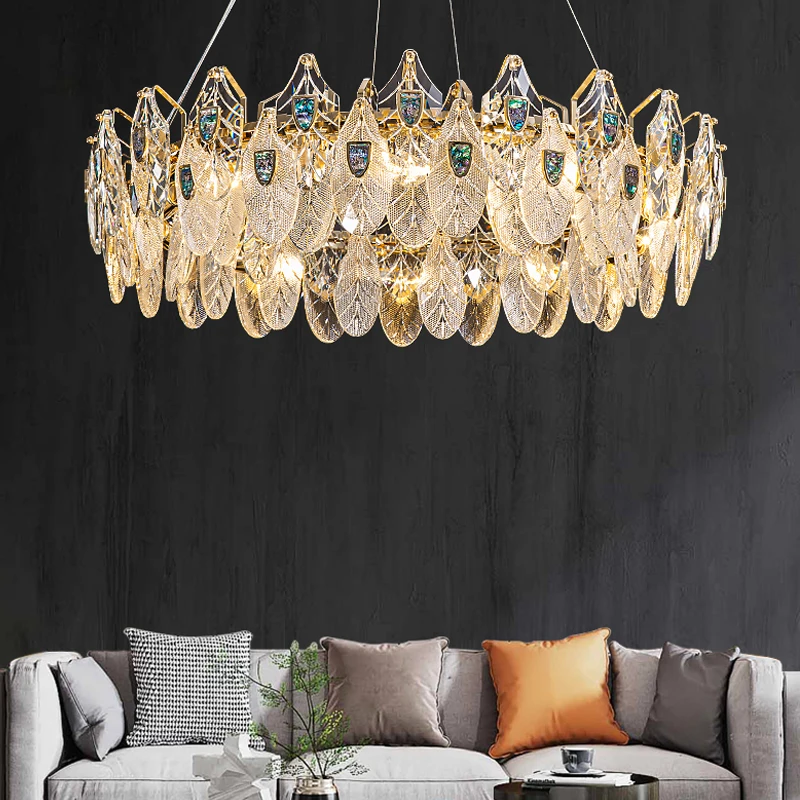 2022 new design home decoration round crystal pendant lights modern chandelier