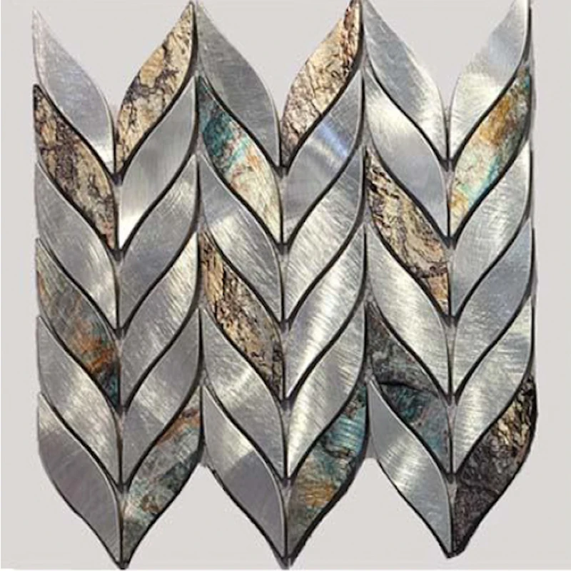 Triangle shape aluminum mosaic blue series wall decoration Fan type and Shell style metal art mosaic tile