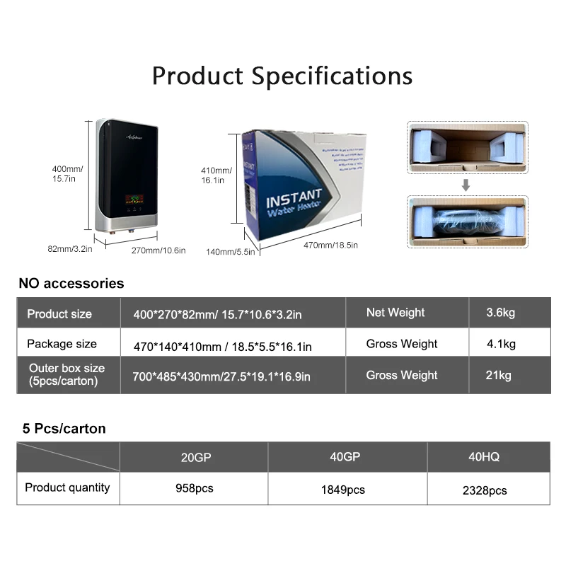 8000w 12000w IMD process energy efficient bathroom hot shower fasting instant electric water heater for wholesales