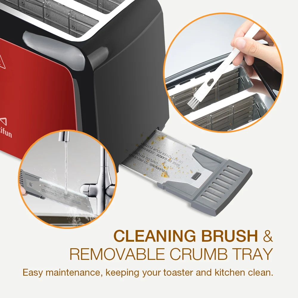 
2 Slice Stainless Steel Multi-functional Toaster with Warm Rack 