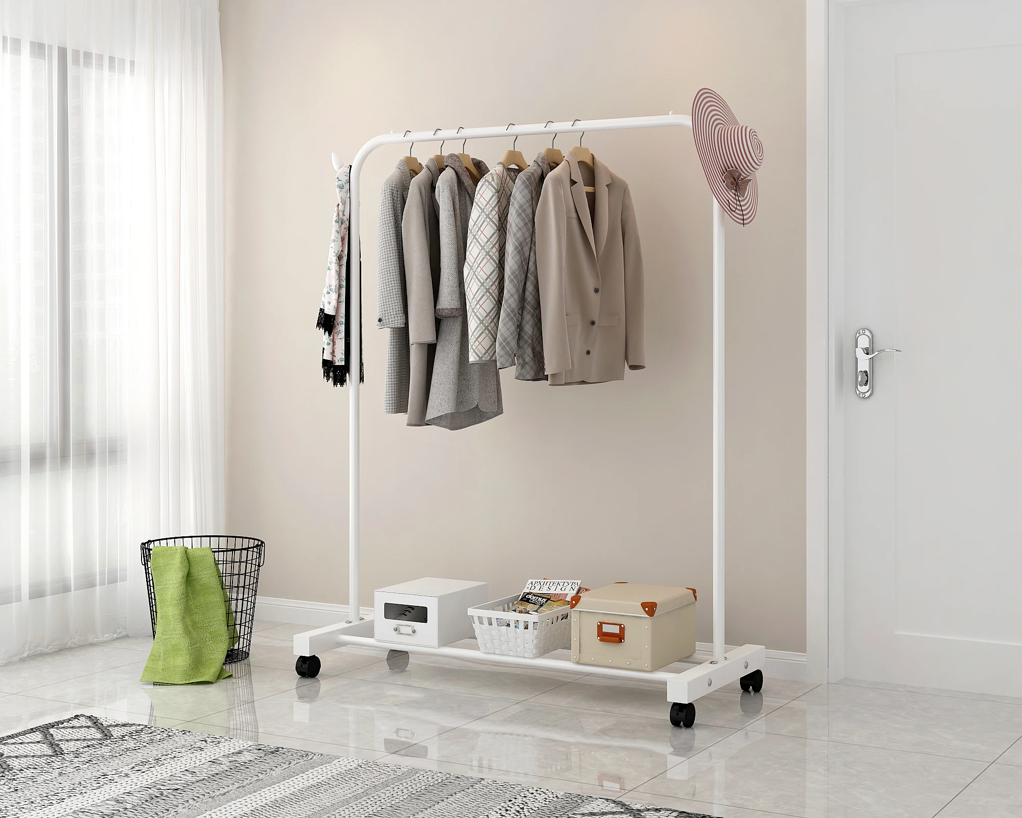 Best Selling Taiwan Brand Metal Garment Rack With Shoe Shelf Garment Display Rack Clothing Garment Rack