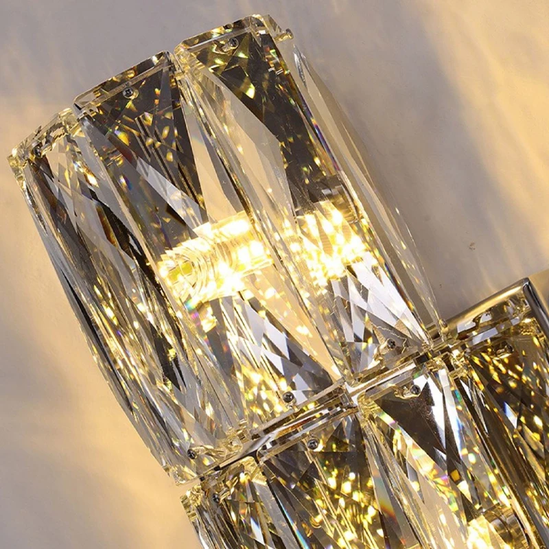 2024 New Series Modern Crystal Decorated Glass Gold Metal Luxury Bedside Wall Lamp For Living Bedroom