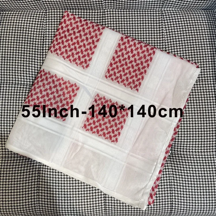 Adult Arab Wrap Muslim Headwear Scarf Middle Desert Red Jacquard Square